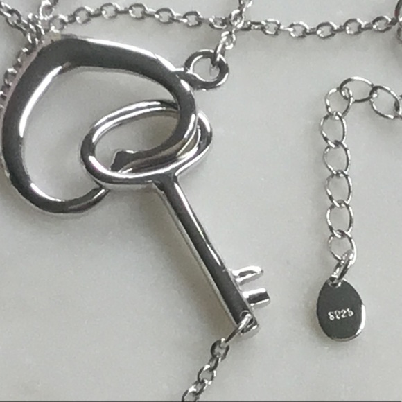 Sale $28! Sterling Silver Floating Heart & Key Necklace - Picture 15 of 15